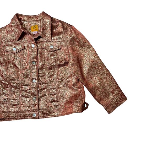 Ruby Rd. Pink And Gold Shiny Casual Jacket 12 - Picture 2 of 5